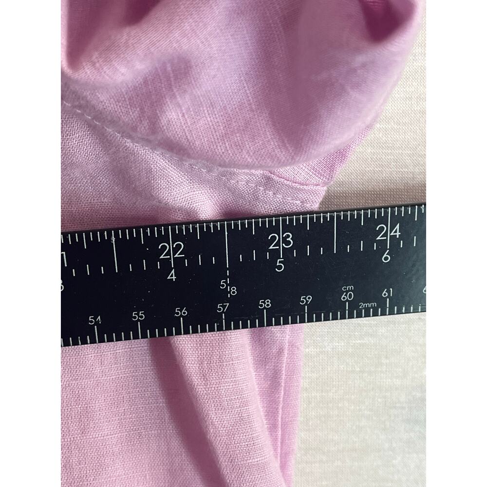 DKNY JEANS high/low hem linen blend long sleeve shirt, orchid pink, size L NWT - Picture 7 of 8